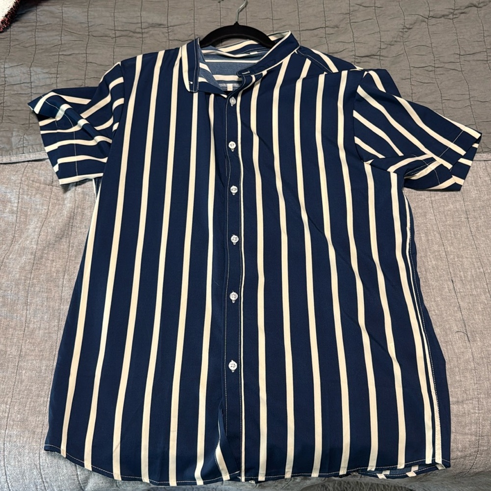 Blue strip shirt. Medium